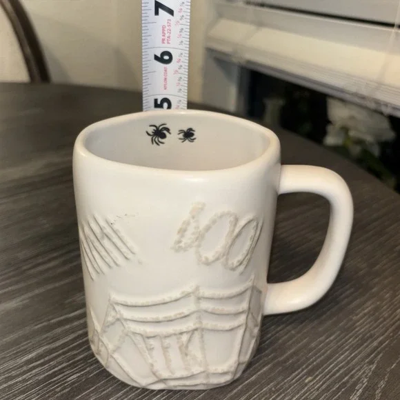 Rae Dunn Halloween White Embossed Spider Web BOO‎ EEK Mug - Picture 6 of 7